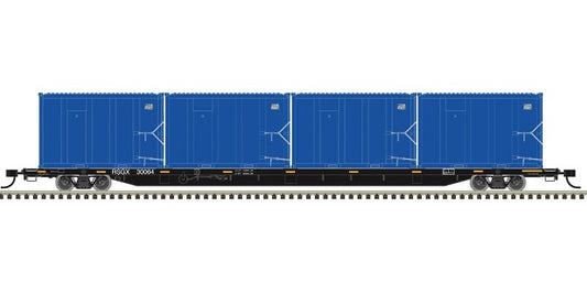 Atlas HO 20007728 - Trainman - 85' Trash Flat Car w/MSW Containters "ECDC Logistics" #30064