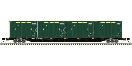 Atlas HO 20007731 - Trainman - 85' Trash Flat Car w/MSW Containters "USA Waste" #40173