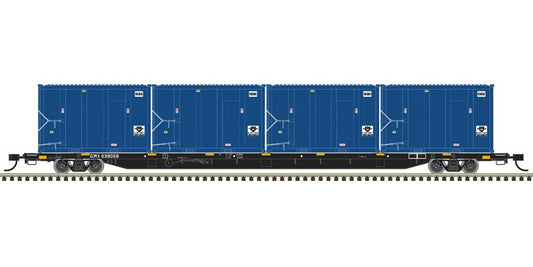 Atlas HO 20007740 - Trainman - 85' Trash Flat Car w/MSW Containters "Gen.  American" #638058