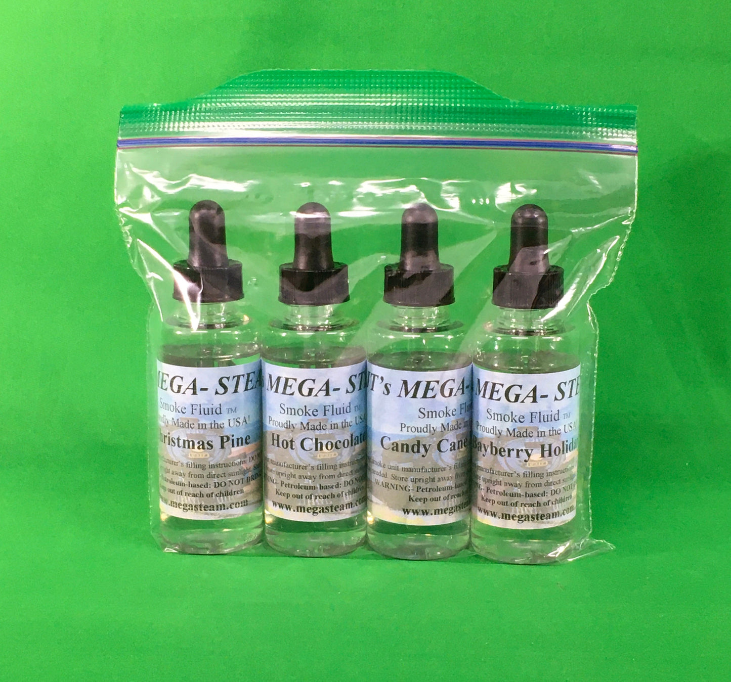 JT's Mega-Steam Smoke Fluid - Jeb's Holiday Scents - 2 Oz Bottles w/ Dropper (4-Pack)