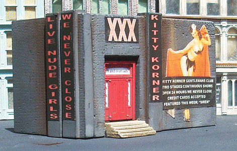 Downtown Deco HO 1035 - Kitty Korner Club Building (Kit) w/ Adult-Themed Signs