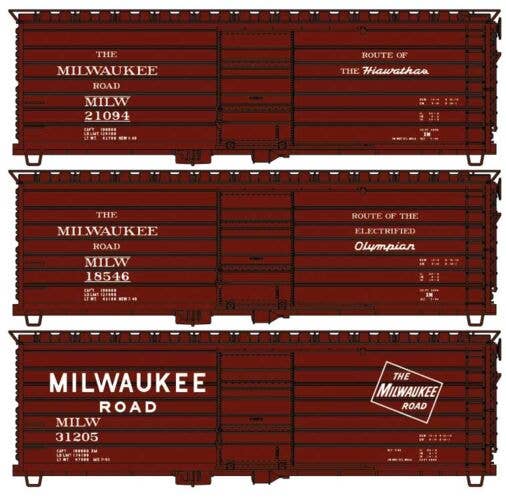Accurail HO 39911 - 40' Rib-Sided Steel Boxcar (Kit) "Milwaukee Road" #21094 (Route of the Hiawathas)