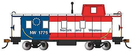 Bachmann HO 14006 - Slanted Offset Cupola Caboose "Norfolk & Western" #1776 (Bicentennial Scheme, red, white, blue)